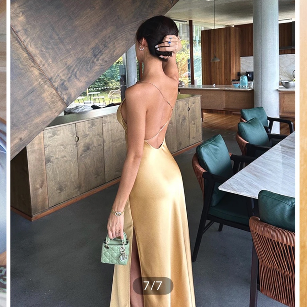 Satin Golden Yellow Maxi Dress